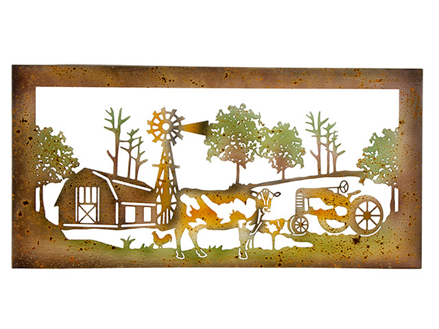 FARM LIFE LASER CUT RUST WALL ART