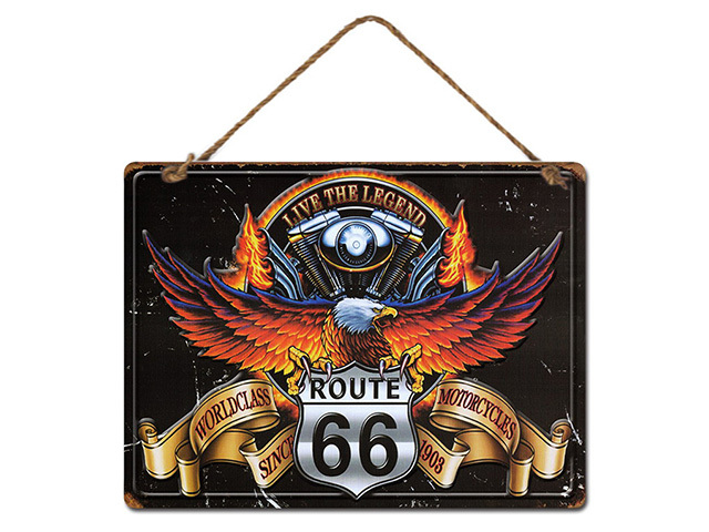 ROUTE 66 MTL WALL PLAQ 30X40CM