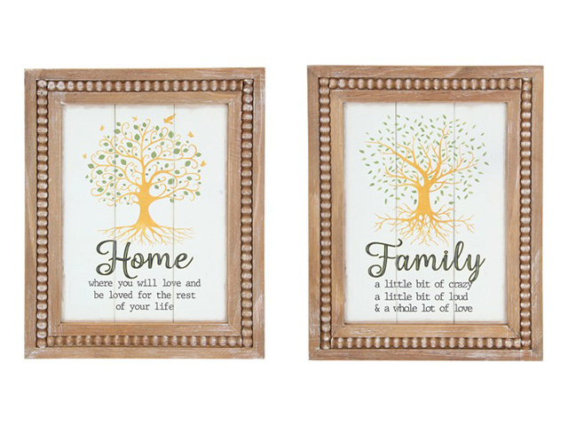 39X31CM HOME/FAMILY MDF PLQ QTY 2