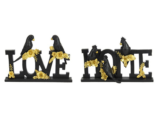 19CM LONG HOME AND LOVE WORD WITH PARROTS QTY 2