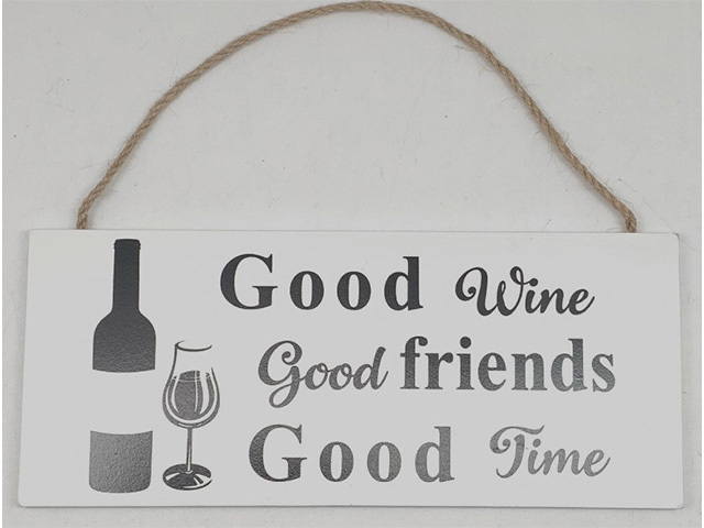 SIGN GOOD WINE/FRIENDS 24X10CM