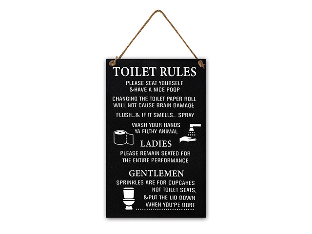 MDF TOILET RULES WALL HANGING 22X35CM