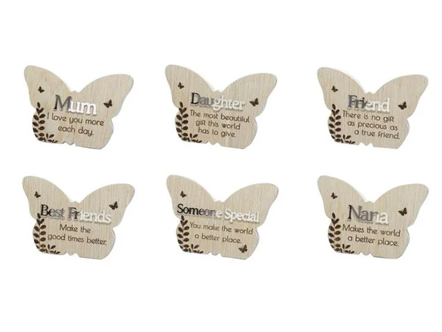 BUTTERFLY MESSAGE PLAQUE 6ASST
