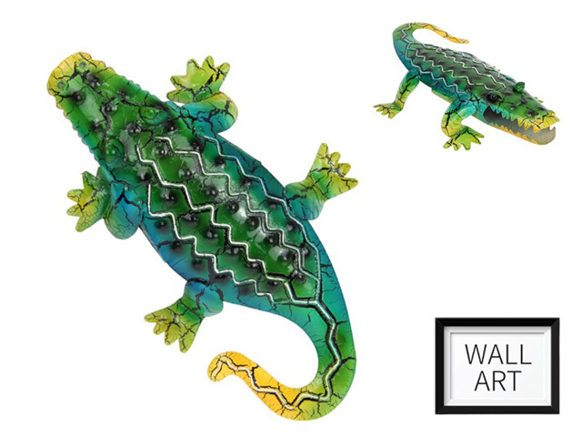 30CM GREEN METAL CROCODILE SOLD QTY2