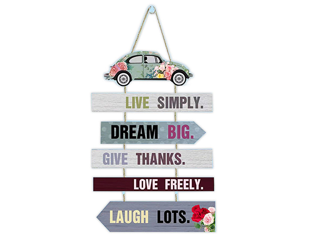 WOODEN PLAQUE 34X56CM LIVE
