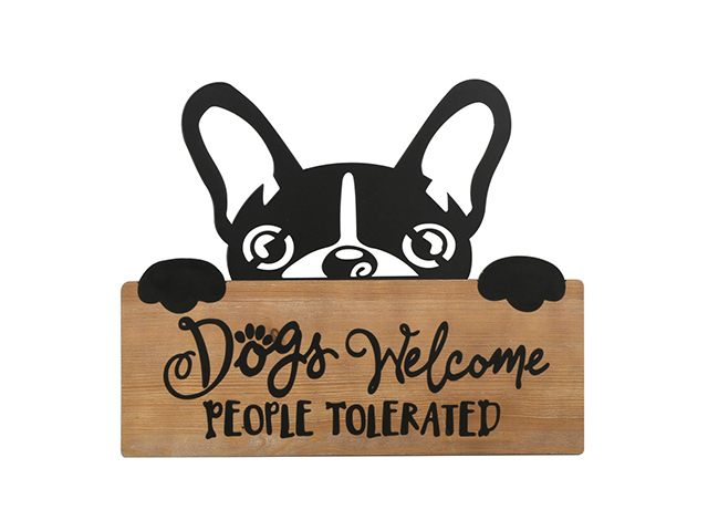 METAL AND MDF DOG WALL HANGING 30X25CM