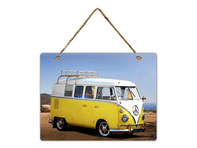 METAL YELLOW KOMBI VAN WALL HANGER