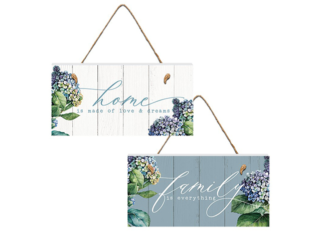 15X30CM HYDRANGEA HANGING PLAQUE