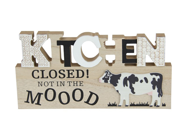 25X13CM KITCHEN COW PLAQUE W/MOOD QTY 4