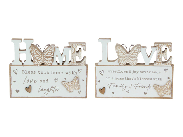 18CM W/HOME/LOVE/BFLY PLAQUE QTY 4