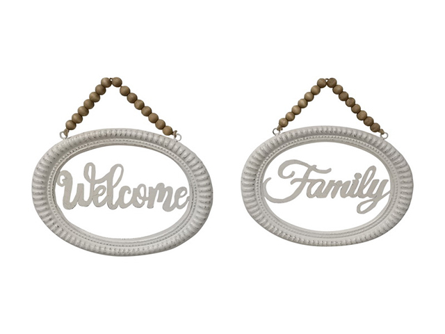 24X18CM WELCOME/FAMILY BEAD PLAQUE 2ASST