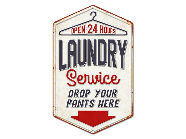 SIGN LAUNDRY OPEN 24HR 24X40CM