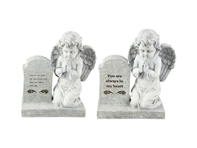 28CM PRAYING ANGEL MEMORIAL PLAQUE 2ASST