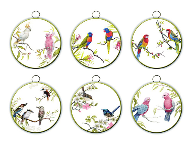 AUSTRALIAN BIRDS METAL WALL HANGING 6ASST