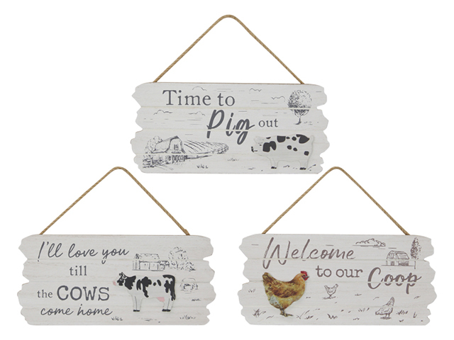 23CM FARM HANGING PLAQUE 3ASST SOLD QTY 6