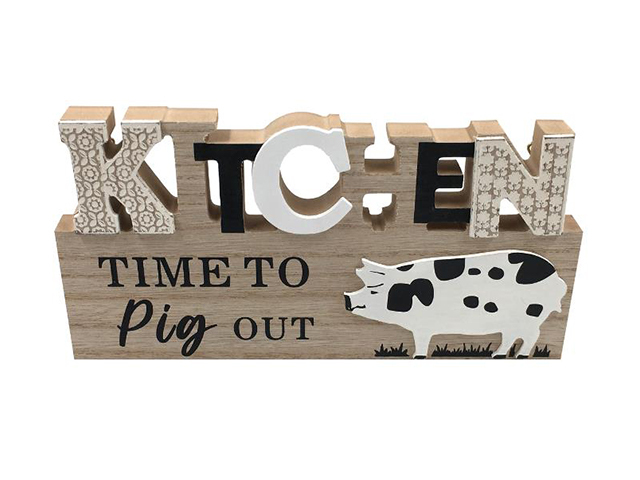 25X13CM KITCHEN PIG OUT PLAQUE QTY 4