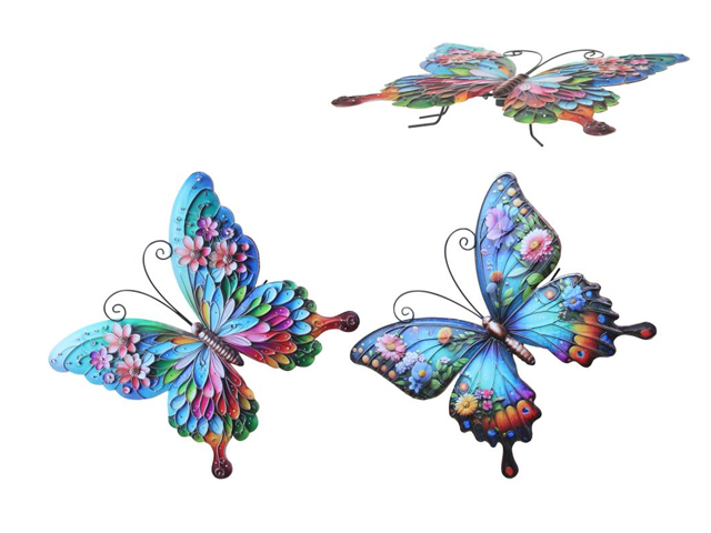 32CM COLOURFUL METAL B/FLY WALL ART 2ASST
