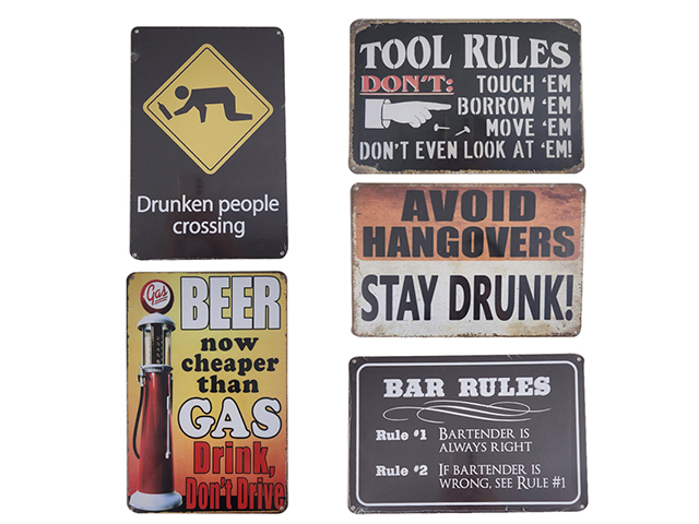 METAL PLAQUE 30X20CM 5ASST SOLD QTY10