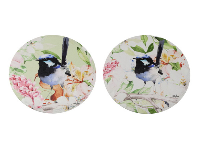 20CM ROUND PLAQUE W/WREN DESIGN 2ASST UN12