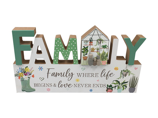 27CM PLAQUE WITH FAMILY GARDEN DESIGN