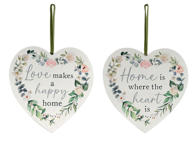 15CM HEART PLAQUE LOVE/HOME SOLD QTY 4