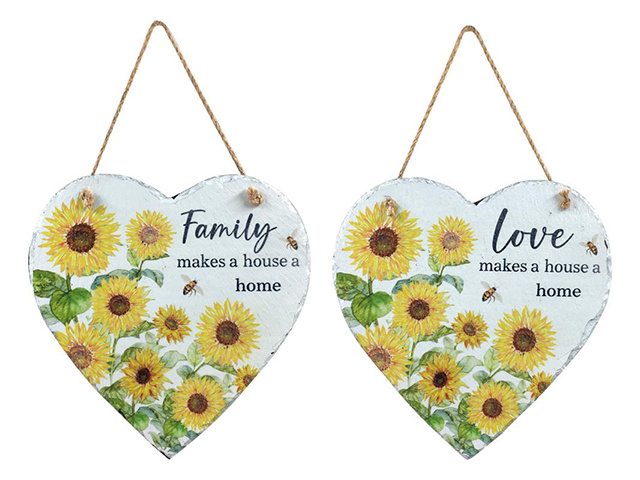 20CM HJANGING SLATE PLAQUE W/SUNFLOWER QTY 4