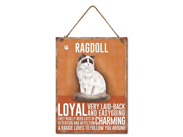 METAL RAGDOLL CAT WALL HANGING 20X27CM