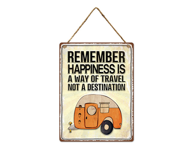 METAL EMBOSSED CARAVAN WALL HANGER 20X27CM
