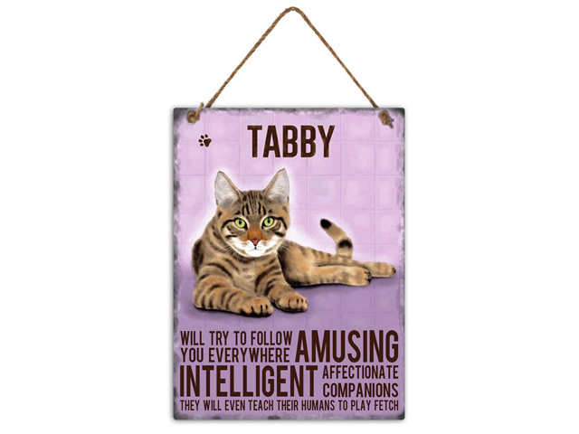 METAL TABBY CAT WALL HANGING 20X27CM