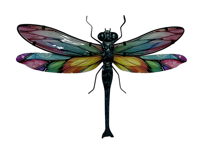 45CM GLASS/METAL DRAGONFLY WALL ART QTY 2
