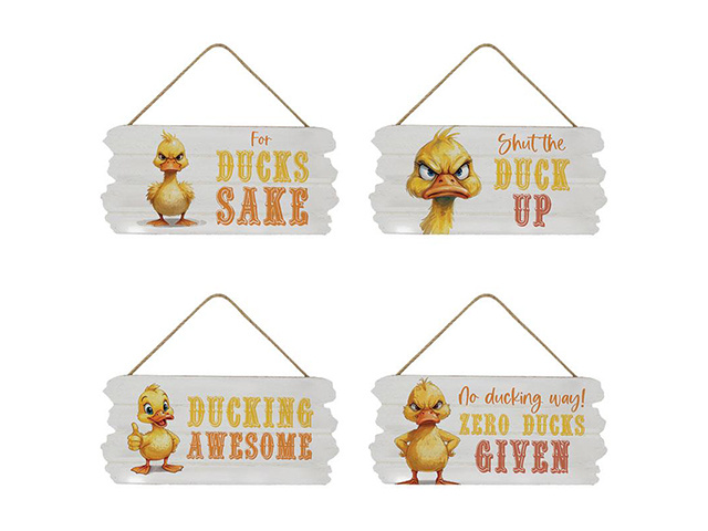 24X11CM DUCK SAYINGS ON MDF PLAQUE 4ASST