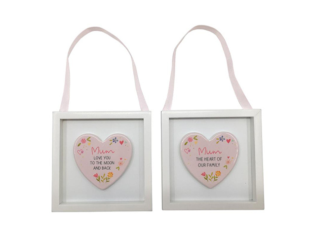 12X12CM HANGING MUM HEART PLAQUE 2ASST SOLD QTY6