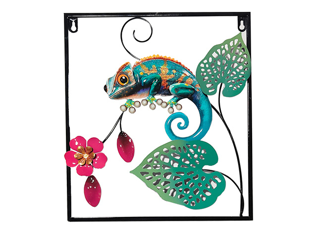 METAL WALL ART LIZARD 41X36CM