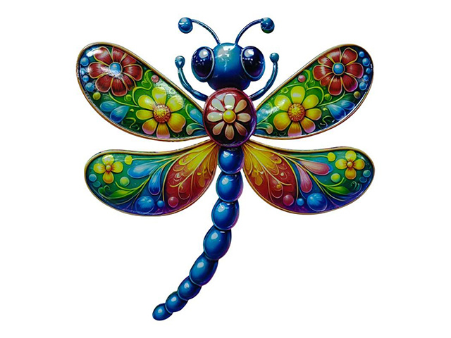 44X46.5CM DRAGONFLY WITH FLOWERS WALL ART QTY 2