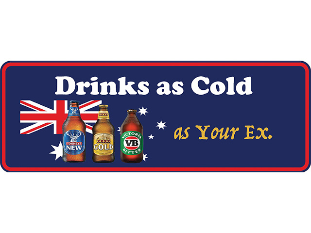 DRINKS AS COLD AS YOUR EX NUMBER PLATE 37X13CM