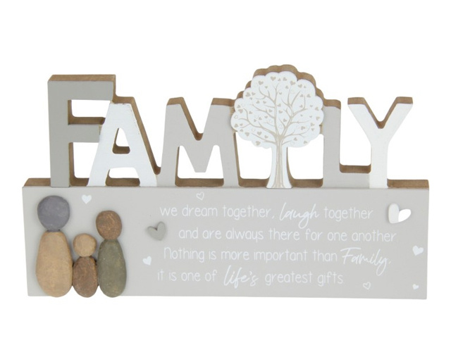 24X14CM FAMILY PLAQUE W/STONE FAMILY QTY 4