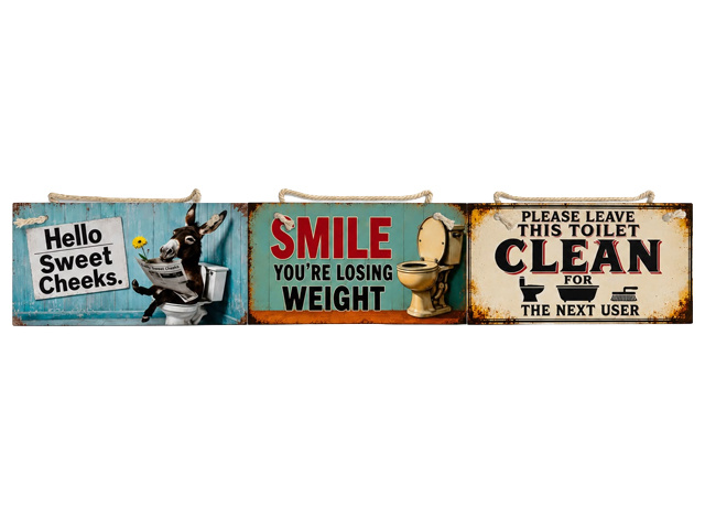 TOILET SIGNS 10X20CM 3ASST