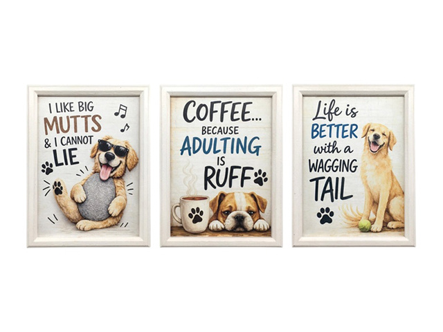 20X15CM PLAQUE WITH DOG DESIGN 3ASST SOLD QTY 6