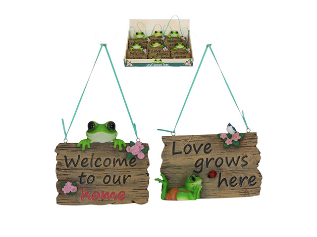 15X13CM HANGING FROG WALL PLAQUE 2ASST UN6