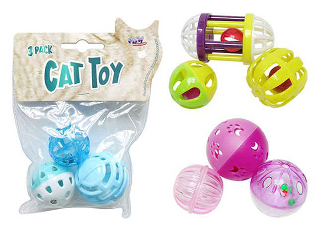 CAT BELL TOY 5CM PACK 3 ASST COLOURS