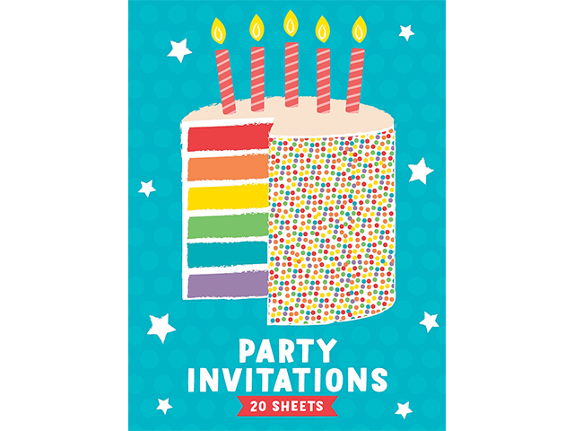 PAD INVITE RAINBOW CAKE 20 SHEET SOLD QTY6
