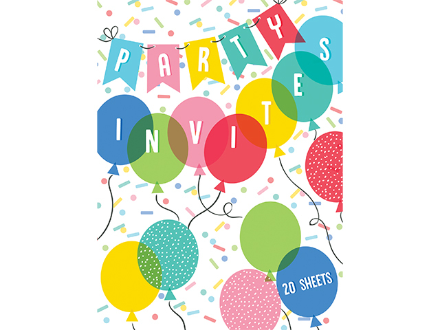 PAD INVITE BALLOONS 20 SHEET SOLD QTY6
