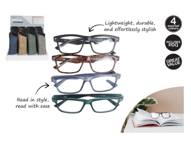 UNISEX READING GLASSES DENIM POUCH 4ASST UN24