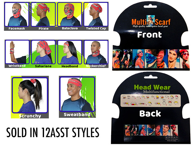 MULTI FUNCTION SCARVES ASST SOLD IN QTY10