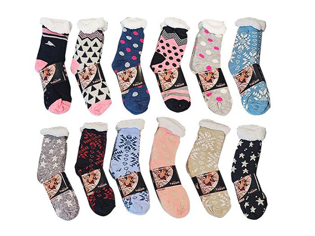 SHERPA SOCKS WITH GRIPPERS ASST SOLD QTY12