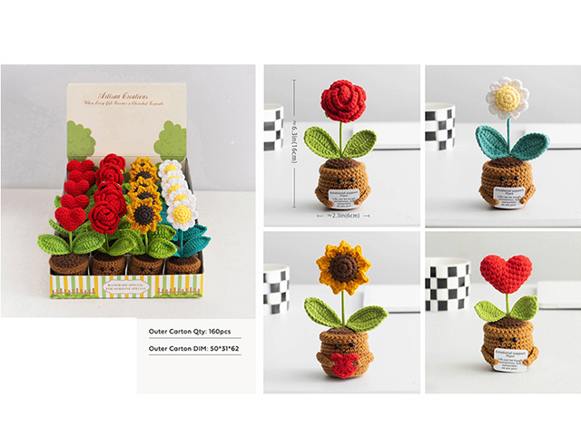 KNITTED FLOWER POT 15X5.5CM UN20