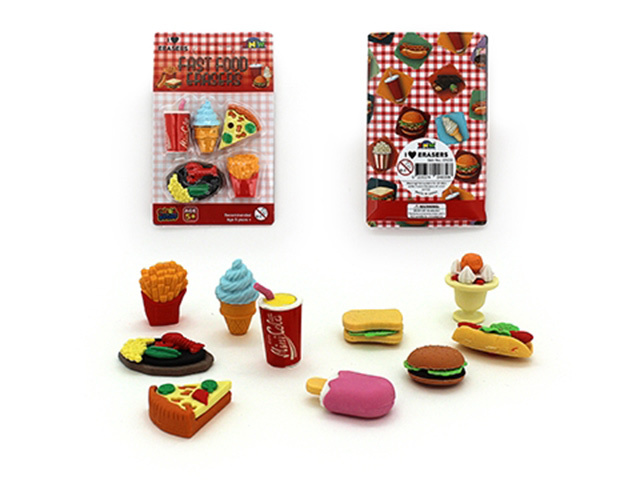 ERASERS FAST FOOD 5PC 2ASST