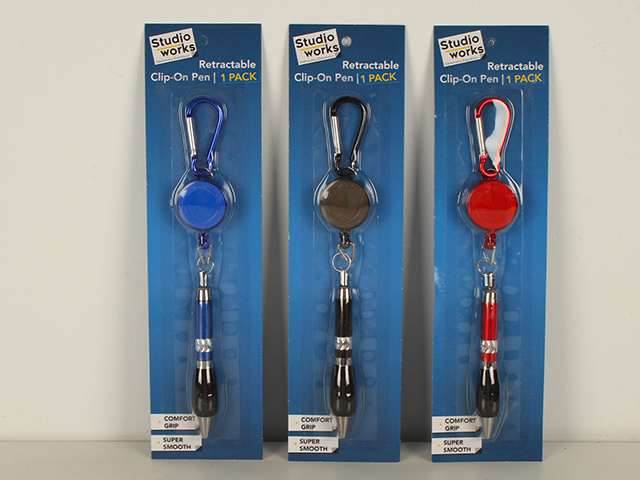 RETRACTABLE CLIP ON PEN 3ASST