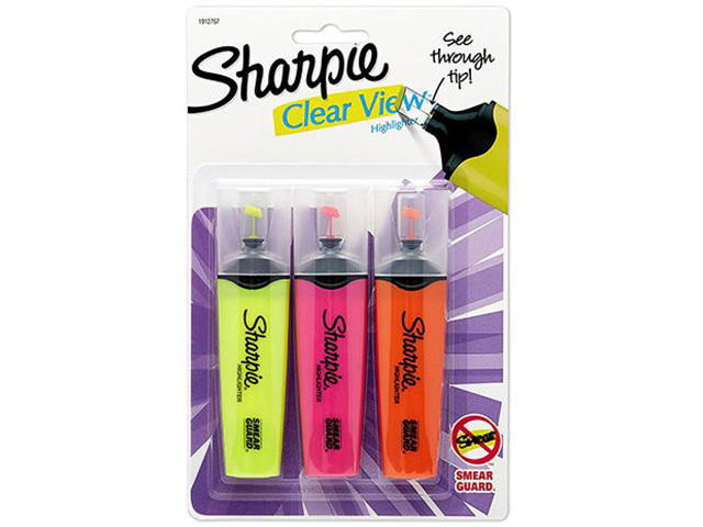 SHARPIE CLEAR VIEW HIGHLIGHTERS 3PK
