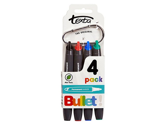 TEXTA BULLET PERMANENT MARKERS PACK 4